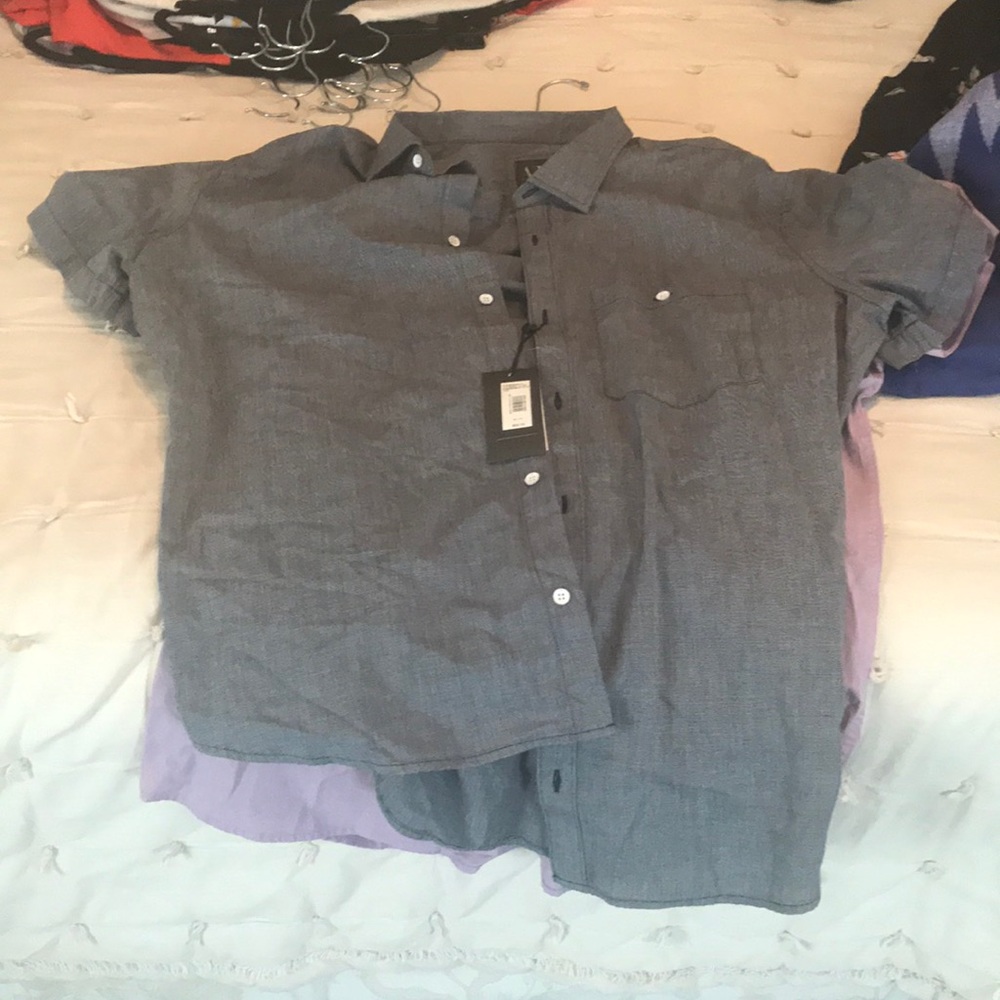 Grey button down